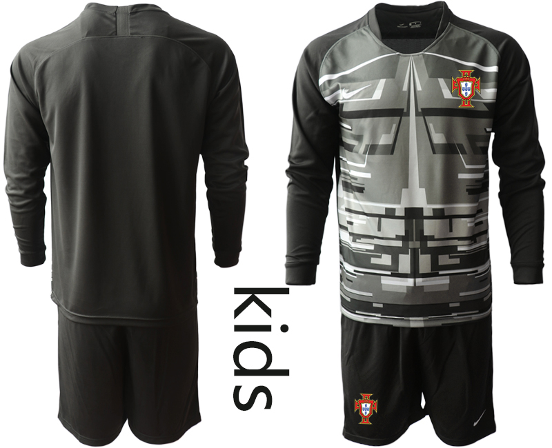 Youth 2021 European Cup Portugal black Long sleeve goalkeeper Soccer Jersey->portugal jersey->Soccer Country Jersey